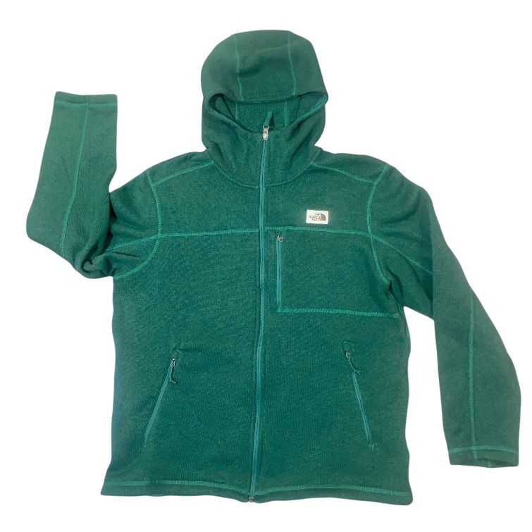 The North Face Green Full-Zip Hooded Fleece Jacket